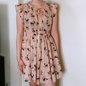 Cute  Deer Vintage Woodland Print Dress K-Fashion